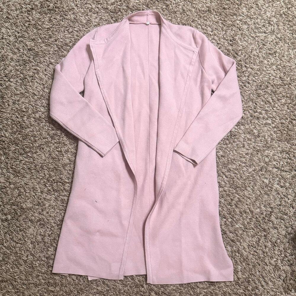 Pocketed pink long cardigan size